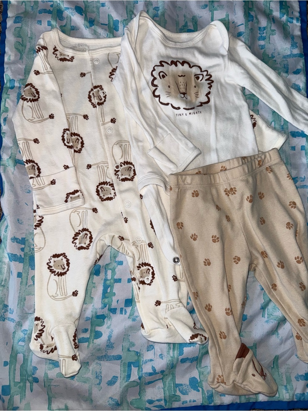 Carter's Cream and Brown Lion Print Baby 3-Piece Matching Set